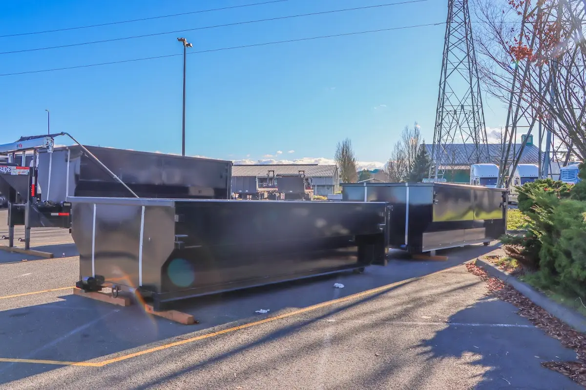 Roll-off dumpster ready for waste disposal at job site for 2 Yard Dumpster Rental in Upper Saddle River